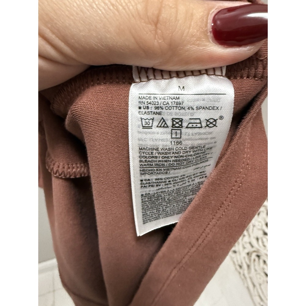 Old Navy Rust Brown Square Neck Short Sleeve Bodycon Midi Dress Size Medium - Picture 5 of 8